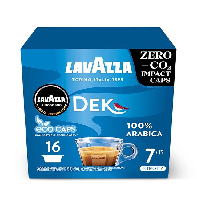 Lavazza A Modo Mio Compostable Dek Cremoso Coffee Capsules