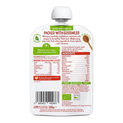 Piccolo Vegetable Thai Curry Organic Pouch 7mths+ thumbnail 2