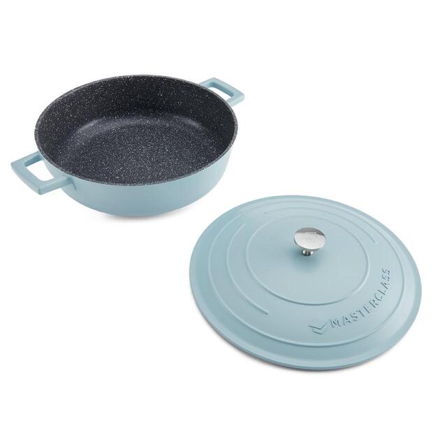 MasterClass Sky Blue Cast Aluminium Shallow Casserole Dish, 4L thumbnail 2