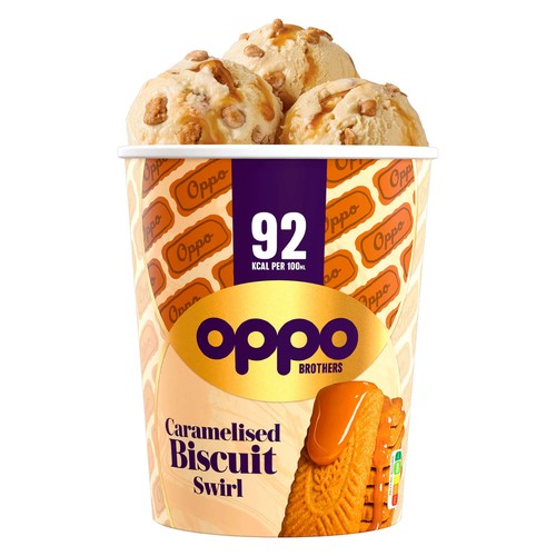 Oppo Caramelised Biscuit Swirl Low Calorie Ice Cream Tub thumbnail 2