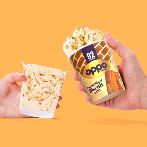 Oppo Caramelised Biscuit Swirl Low Calorie Ice Cream Tub thumbnail 4