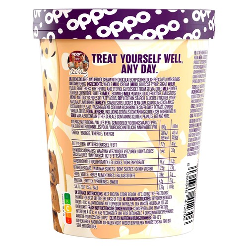Oppo Chocolate Chip Cookie Dough Low Calorie Ice Cream Tub thumbnail 3
