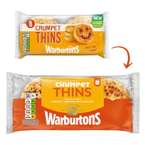 Warburtons 8 Crumpet Thins thumbnail 2