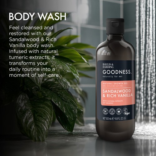 Baylis & Harding Goodness Mens Shower Gel - Sandalwood & Rich Vanilla thumbnail 3