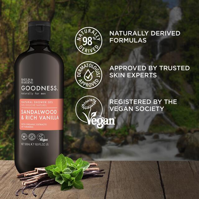 Baylis & Harding Goodness Mens Shower Gel - Sandalwood & Rich Vanilla thumbnail 2