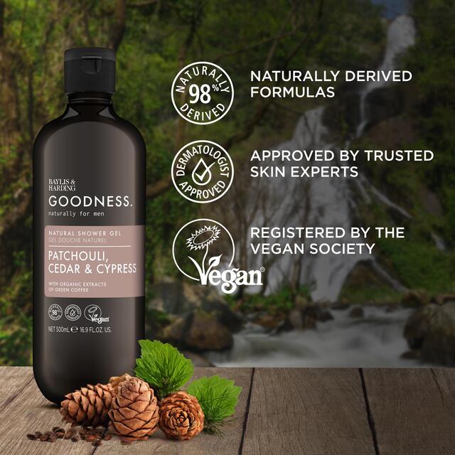 Baylis & Harding Goodness Mens Shower Gel - Patchouli, Cedar & Cypress thumbnail 2