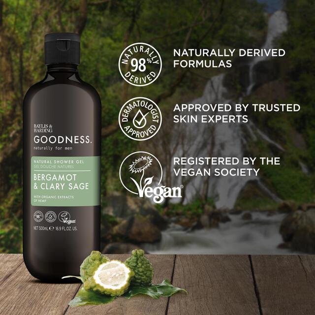 Baylis & Harding Goodness Mens Shower Gel - Bergamot & Clary Sage thumbnail 2