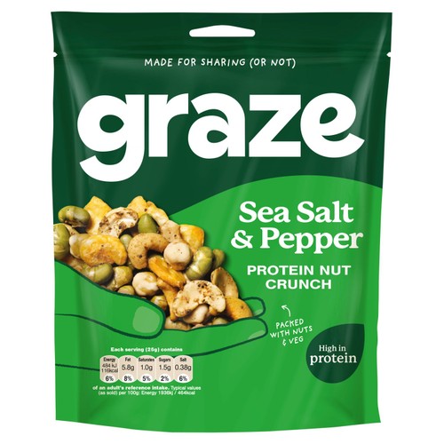 Graze Sea Salt & Pepper Protein Veg & Cashew Nuts Sharing Bag Snack thumbnail 2