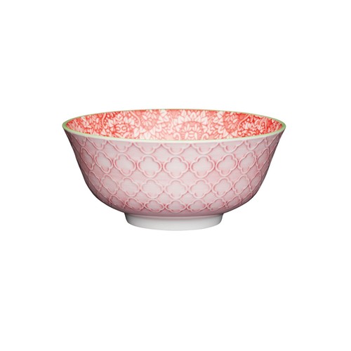 KitchenCraft Red and Pink Victorian Style Print Ceramic Bowls
