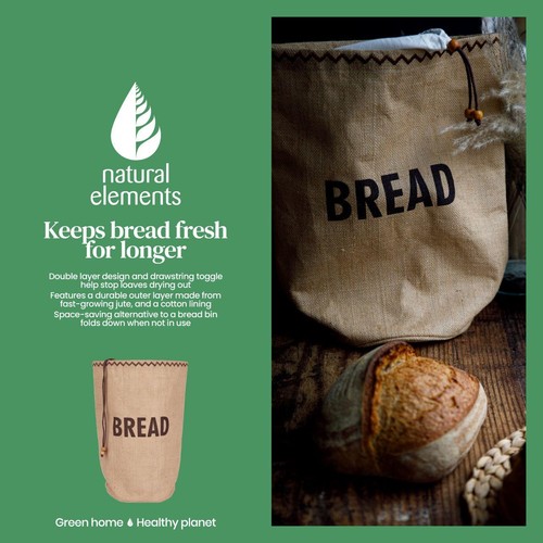 Natural Elements Hessian Eco-Friendly Bread Bag thumbnail 6