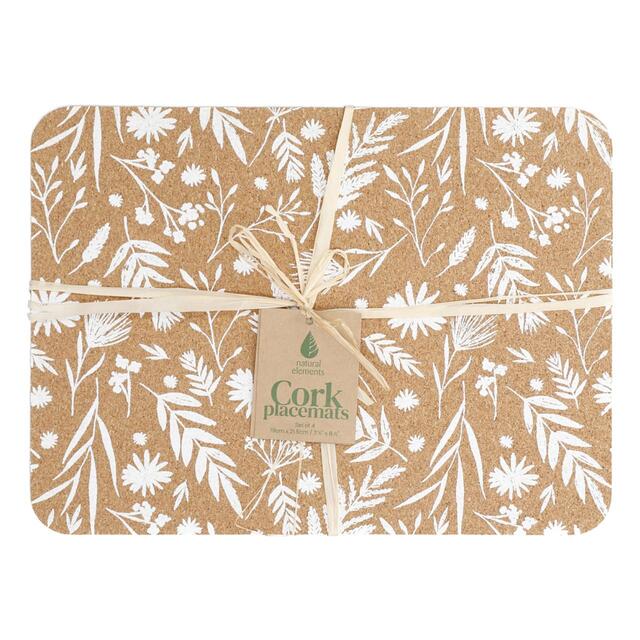 Natural Elements Set of 4 Biodegradable Cork Placemats, 21.5 x 19cm thumbnail 2