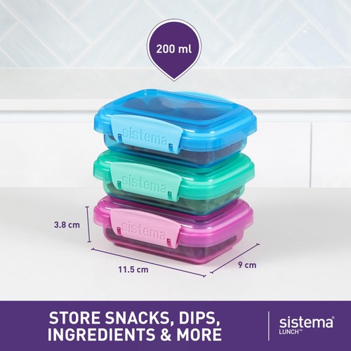 Sistema Lunch Containers 200ml 3 Pack Leakproof Storage thumbnail 5