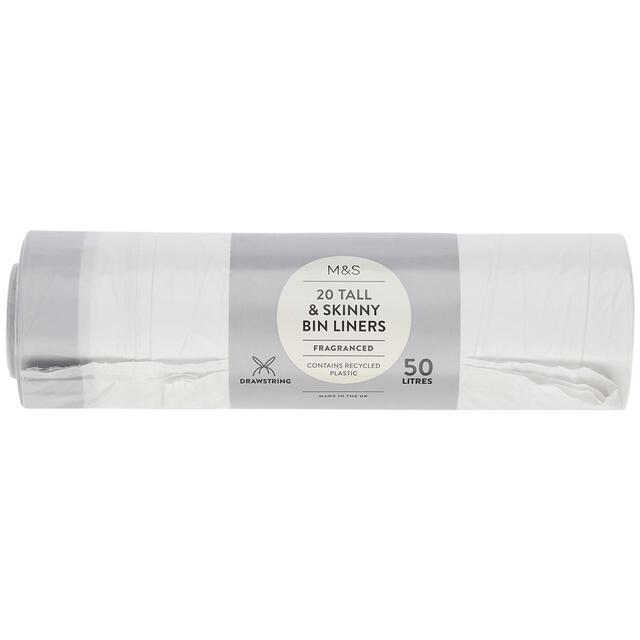 M&S 20 Tall & Skinny Fragranced Drawstring 50L Bin Liners