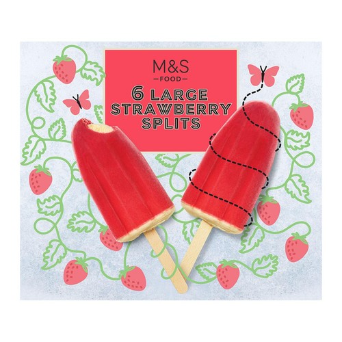 M&S 6 Strawberry Splits Ice Lollies