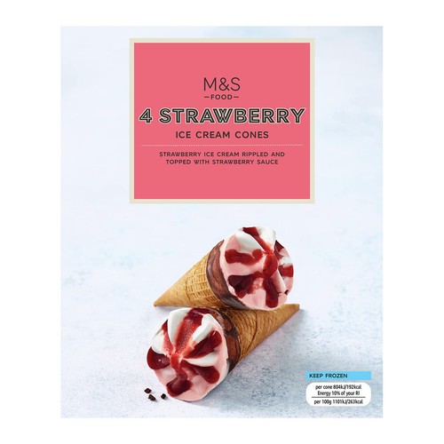 M&S 4 Strawberry Ice Cream Cones thumbnail 2