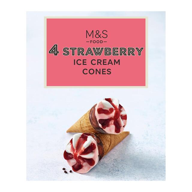 M&S 4 Strawberry Ice Cream Cones