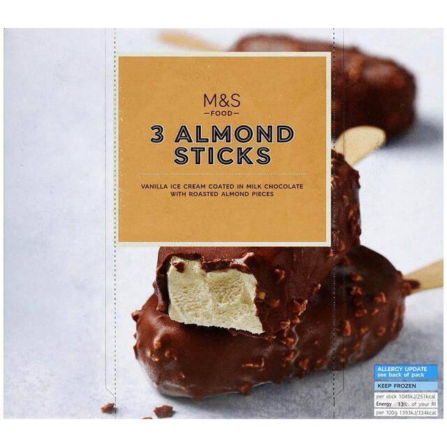 M&S 3 Almond Sticks Ice Cream
