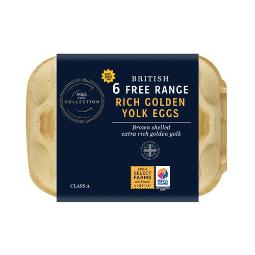 M&S Free Range 6 Golden Yolk Eggs