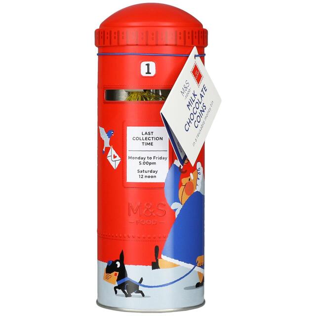 M&S Milk Chocolate Coins in Postbox Tin