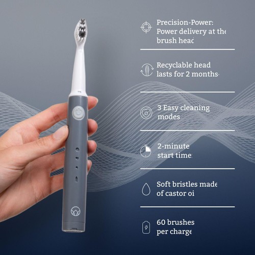 Waken Rechargeable Sonic Toothbrush - Graphite Grey thumbnail 2