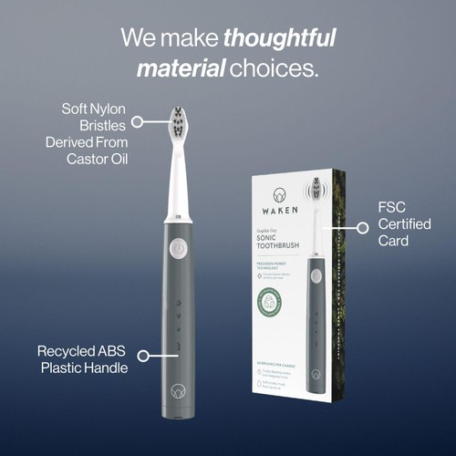 Waken Rechargeable Sonic Toothbrush - Graphite Grey thumbnail 4