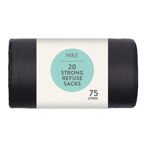 M&S Tie Handle Strong Refuse Sacks 75L
