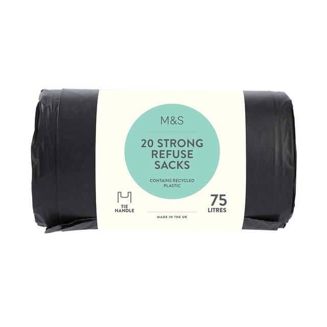 M&S Tie Handle Strong Refuse Sacks 75L