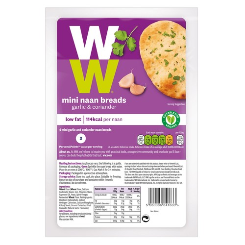 Weightwatchers Garlic & Coriander Mini Naans thumbnail 2