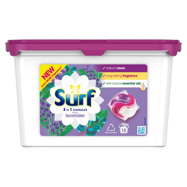Surf Fresh Lavender 3 in 1 Washing Liquid Capsules 18 Wash thumbnail 2