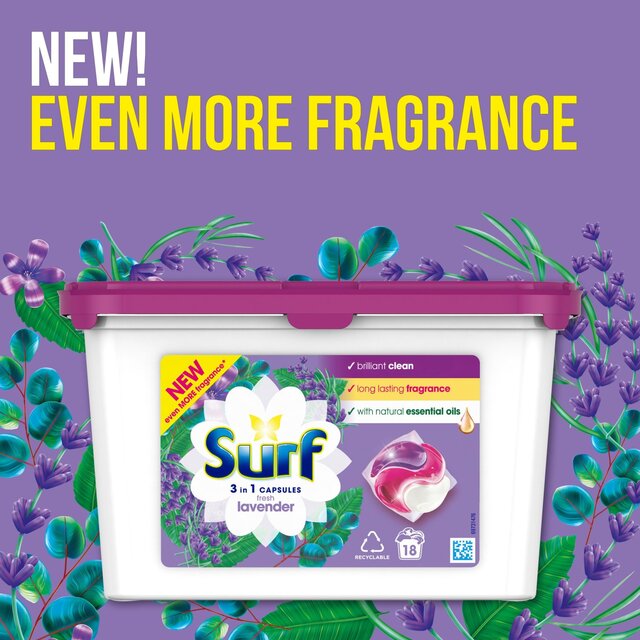 Surf Fresh Lavender 3 in 1 Washing Liquid Capsules 18 Wash thumbnail 5