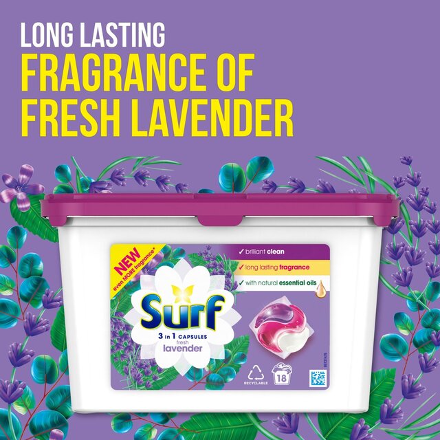 Surf Fresh Lavender 3 in 1 Washing Liquid Capsules 18 Wash thumbnail 7