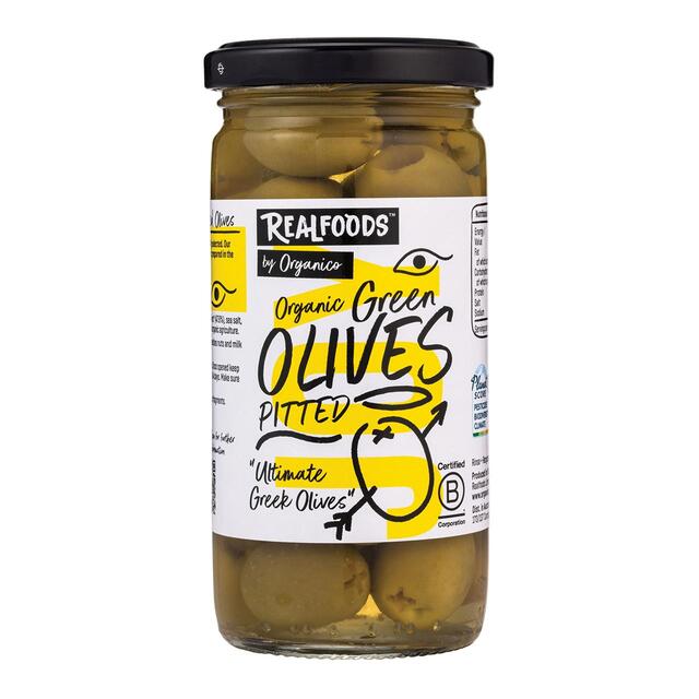 Realfoods by Organico Organic Green Pitted Olives