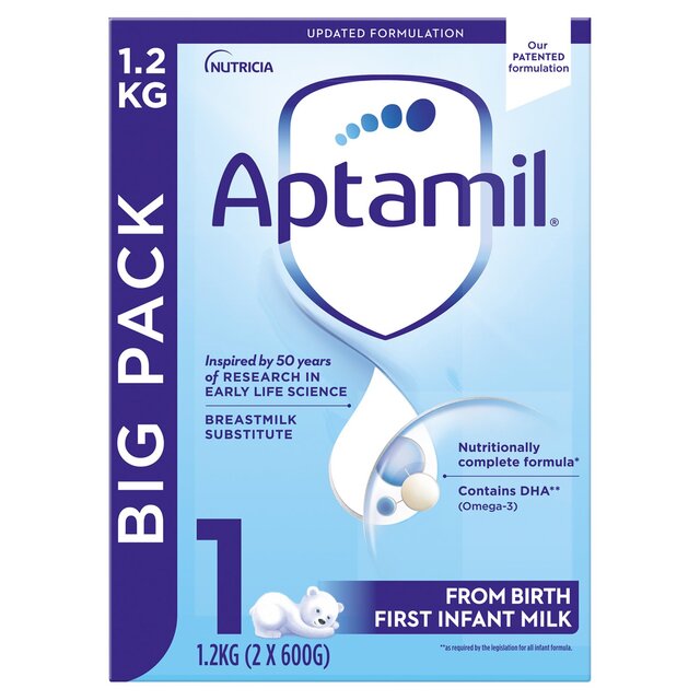 Aptamil 1 First Infant Baby Milk Formula Powder from Birth Big Pack thumbnail 2
