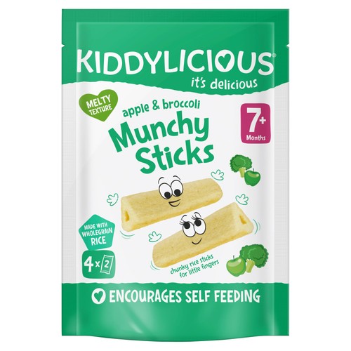 Kiddylicious Apple & Broccoli Munchy Sticks Baby Snacks Multi