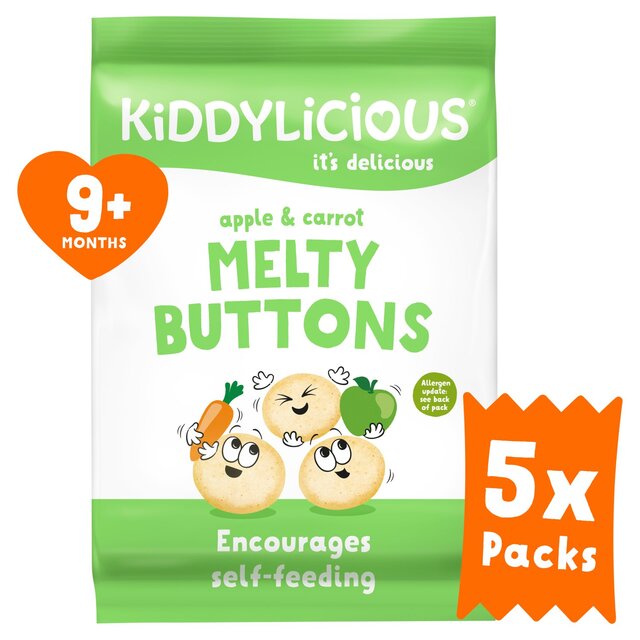 Kiddylicious Apple & Carrot Melty Buttons Baby Snacks Multi