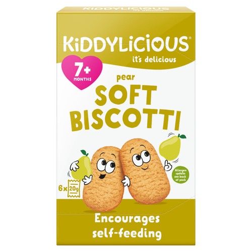 Kiddylicious Pear Soft Biscotti Baby Snacks Multi