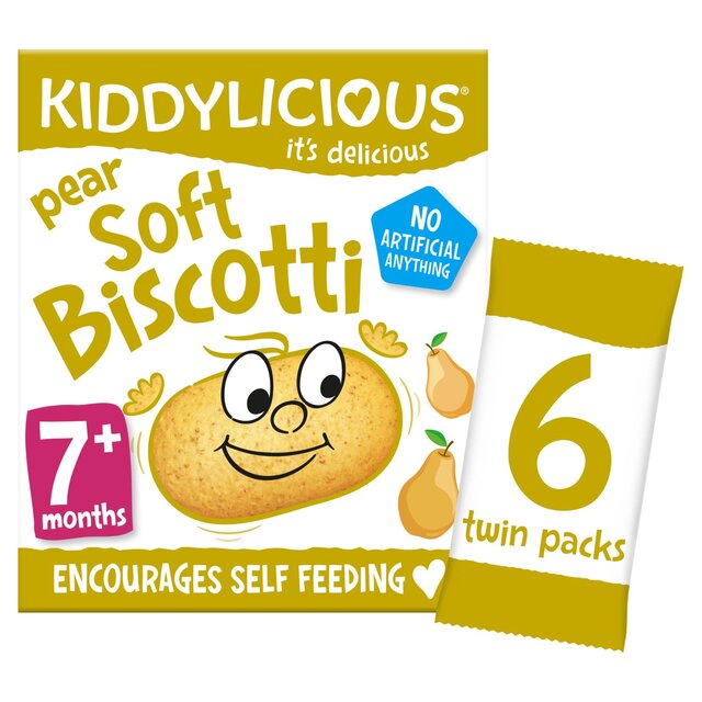 Kiddylicious Pear Soft Biscotti Baby Snacks Multi