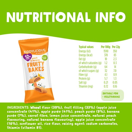 Kiddylicious Peach & Banana Fruity Bakes Baby Snacks Multi thumbnail 4