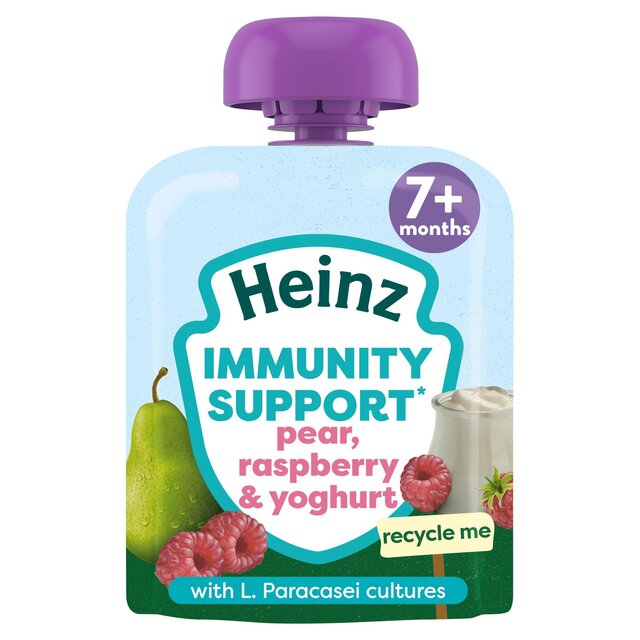 Heinz Immunity Support Baby Pouches, Pear Raspberry & Yogurt 7M+