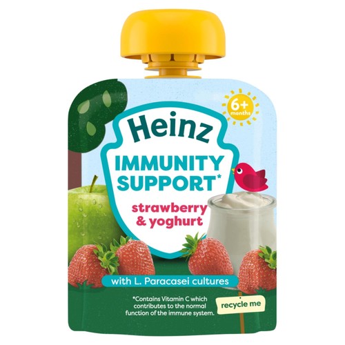 Heinz Immunity Support Baby Pouches, Strawberry & Yogurt 6M+