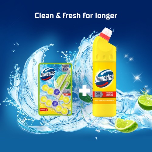 Domestos Power 5 Lime Toilet Rim Block Duo Pack thumbnail 3