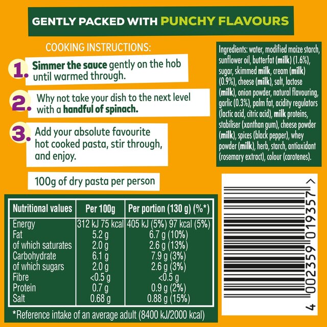 Dolmio Intensify Mild Creamy Garlic & Black Pepper Pasta Sauce thumbnail 3