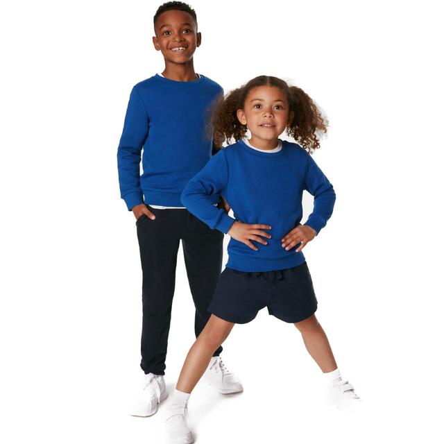 M&S Unisex Regular Fit School Sweatshirt, 3-14 Years, Royal Blue thumbnail 4
