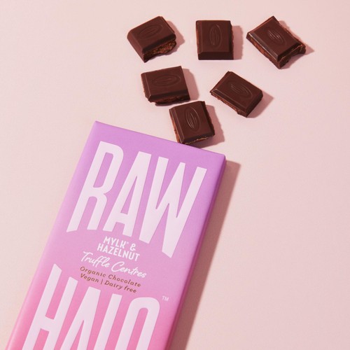 Raw Halo Mylk & Hazelnut Truffle Centres Vegan Chocolate Bar thumbnail 2