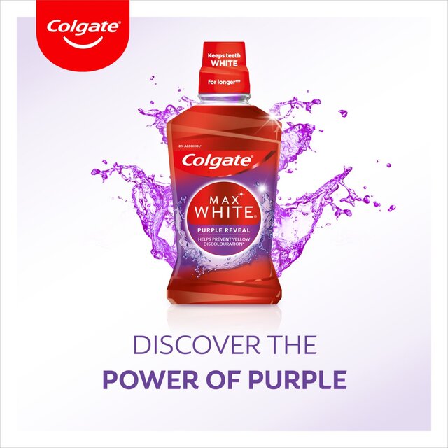 Colgate Max White Purple Reveal Teeth Whitening Mouthwash Alcohol Free thumbnail 4