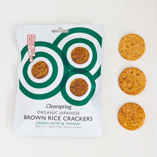 Clearspring Organic Japanese Brown Rice Crackers - Green Nori & Tamari thumbnail 3