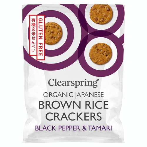 Clearspring Organic Japanese Brown Rice Crackers - Black Pepper & Tamari