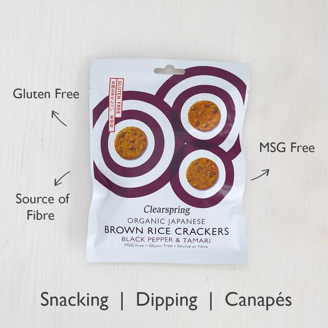 Clearspring Organic Japanese Brown Rice Crackers - Black Pepper & Tamari thumbnail 2