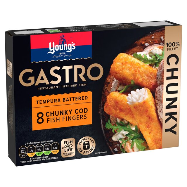 Young's Gastro 8 Tempura Battered Chunky Cod Fish Fingers thumbnail 2