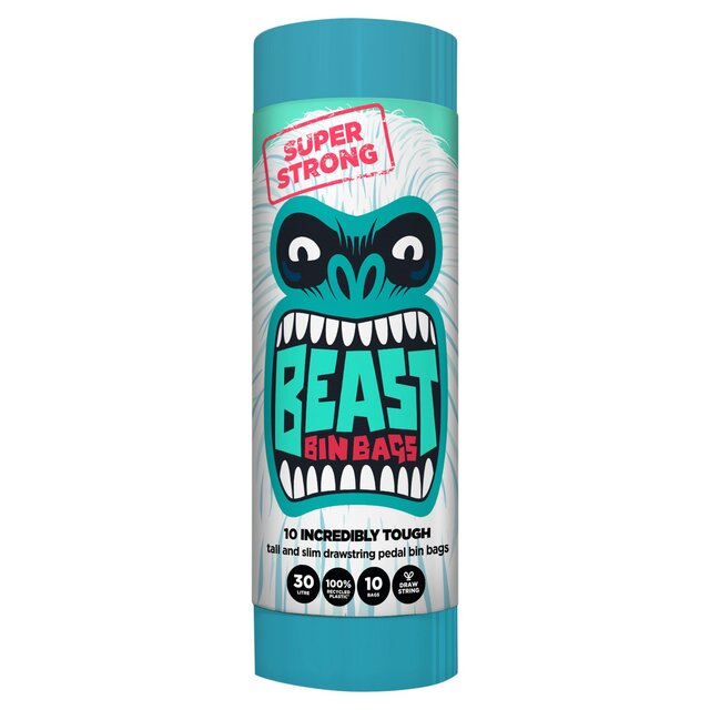 BEAST Incredibly Tough Tall and Slim Drawstring Pedal Bin Bags 30L